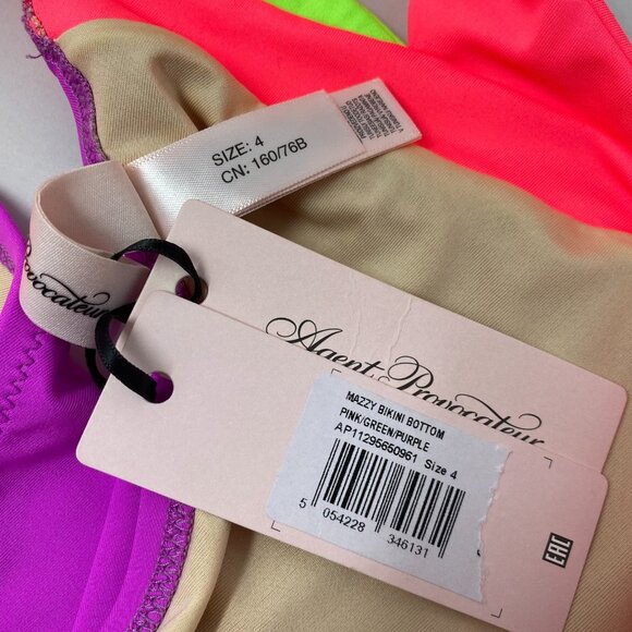 Agent Provocateur Mazzy Pink Green Purple 5/4 Bikini Set NWT - Picture 12 of 12